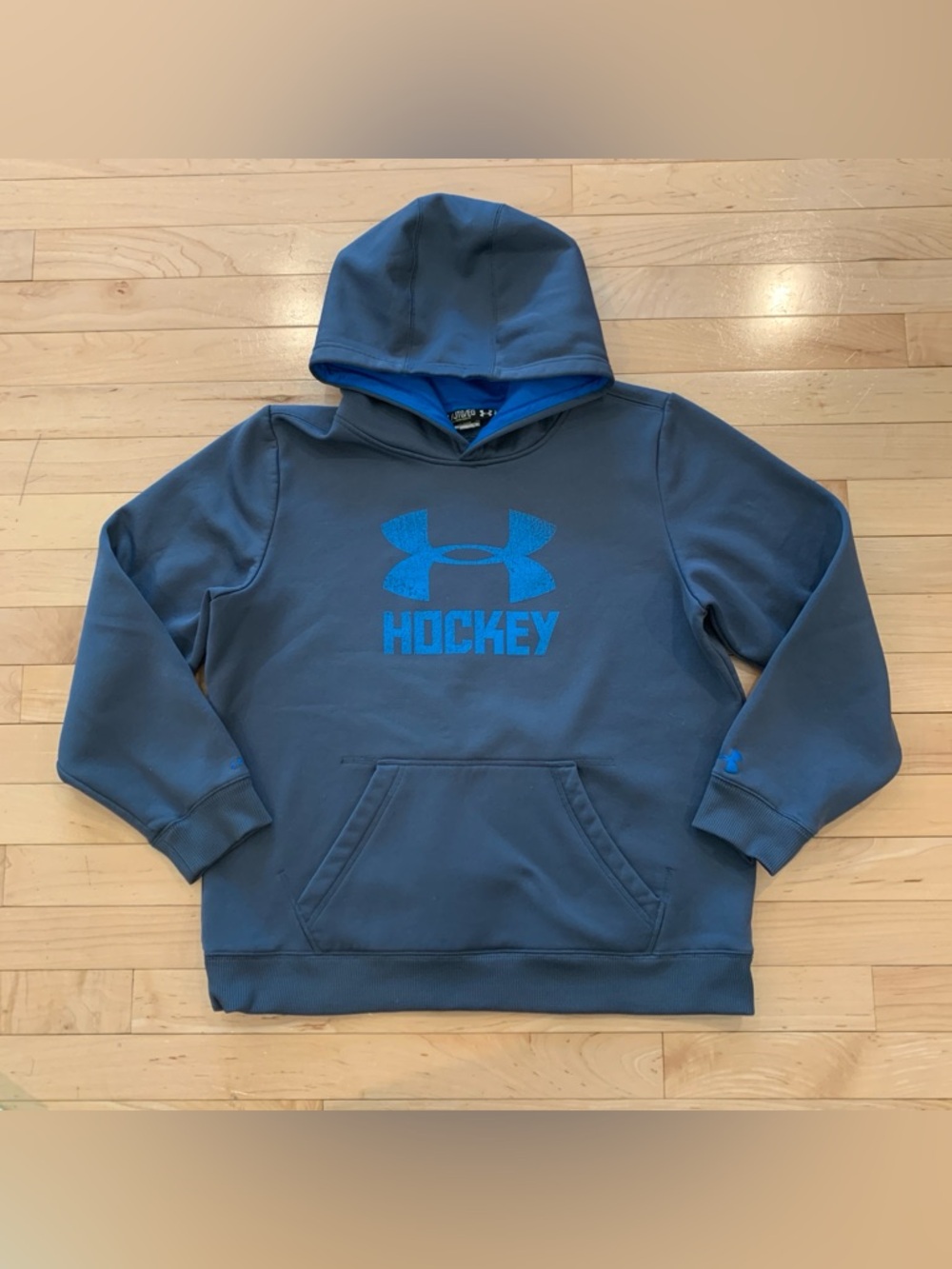 Under Armour Hockey Hoodie Youth Boys Size XL 16 Gray Athletic Hooded Sweatshirt